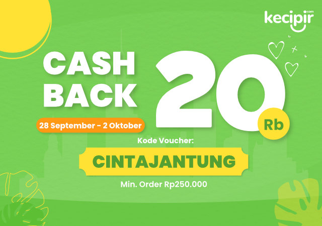 Kupon CINTAJANTUNG dapatkan cashback 20ribu