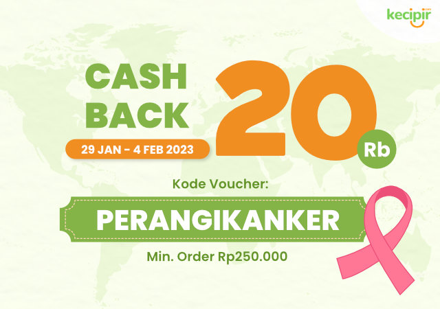 Dapatkan Cashback 20ribu dengan minimal order 250ribu. Pakai Kode Voucher PERANGIKANKER dalam rangka Hari kanker Sedunia