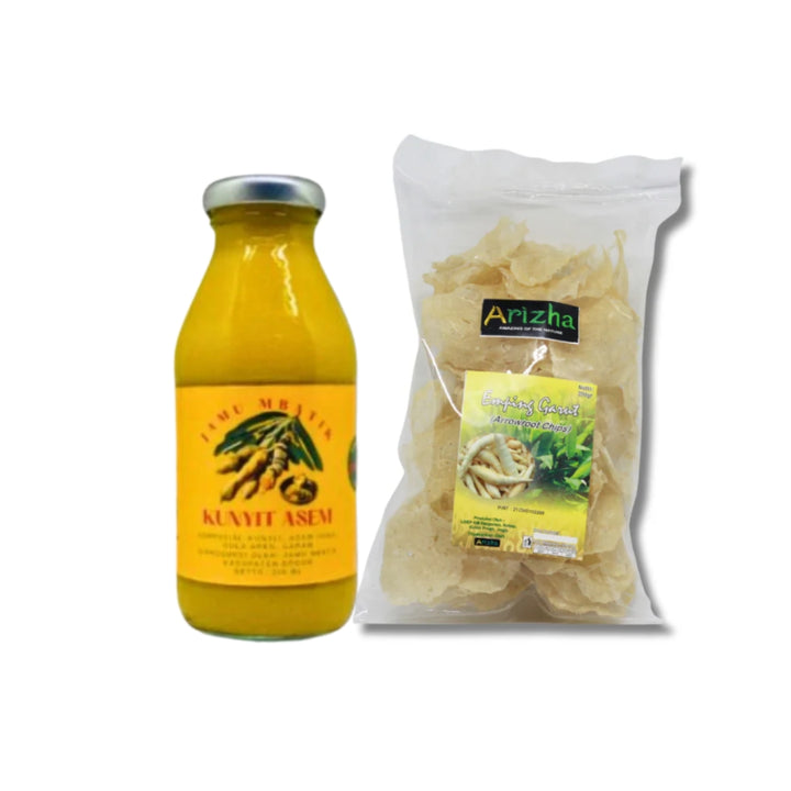 Emping Garut dan Jamu Kunyit Asem